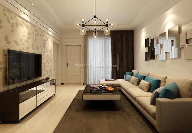 现代风格客厅壁纸电视背景墙装修效果图