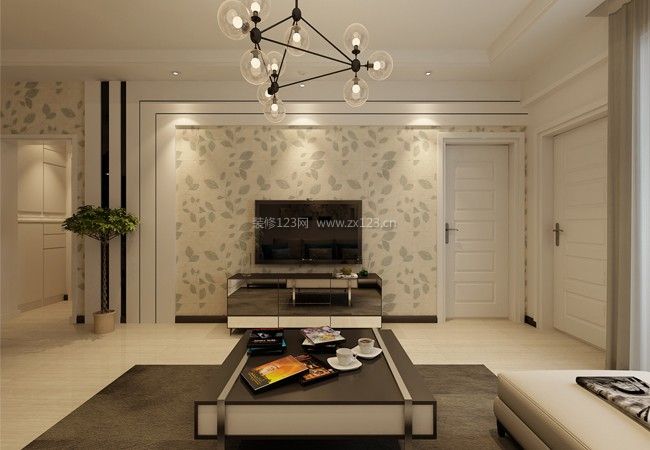 现代客厅壁纸电视背景墙