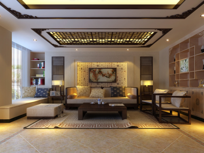 周口店辛庄民族村-400㎡-中式风效果图