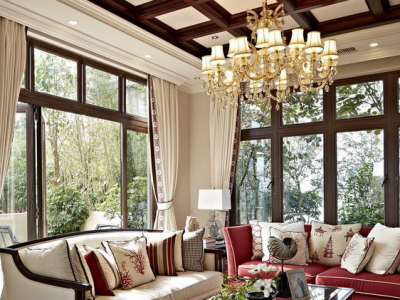 温榆河别墅-379㎡-美式风效果图