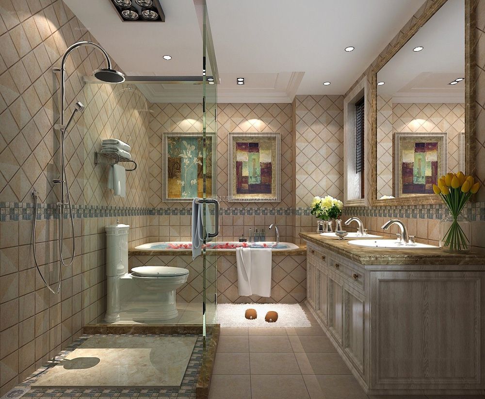 卫生间淋浴房玻璃隔断效果图