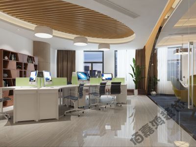 北京大地云游科技办公室-350㎡-现代风效果图