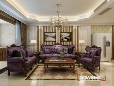 天籁福-154㎡-美式风效果图