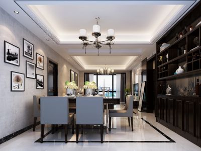 半山逸城-120㎡-中式风效果图