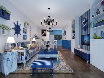 容邦国际-120㎡-地中海风效果图