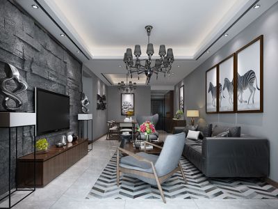 德居一品-96㎡-现代风效果图