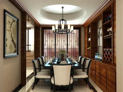 香槟城-190㎡-中式风效果图