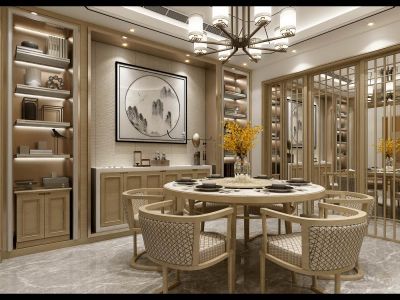 保利-120㎡-中式风效果图