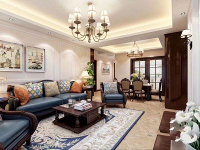 世贸香槟湖-140㎡-美式风效果图