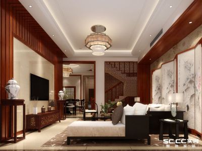 华宸龙隐山-280㎡-中式风效果图