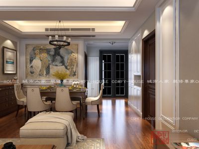 华侨城-140㎡-美式风效果图