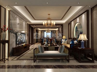 孔雀城大公馆-260㎡-中式风效果图