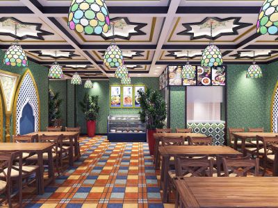 伊斯兰餐厅-200㎡-绚丽风效果图