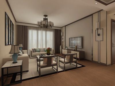 世茂翡翠首府-132㎡-中式风效果图