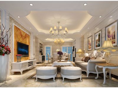 保利大都会-124㎡-现代风效果图