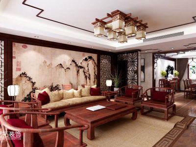 宝石花园-140㎡-中式风效果图