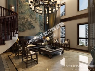 秀兰城市花园-260㎡-中式风效果图