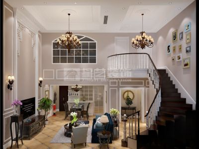 华海花园-320㎡-美式风效果图