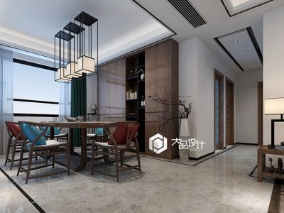 中润世纪广场-137㎡-中式风效果图