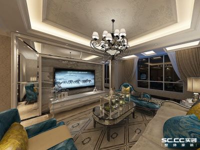 保利香槟国际-109㎡-新古典风效果图