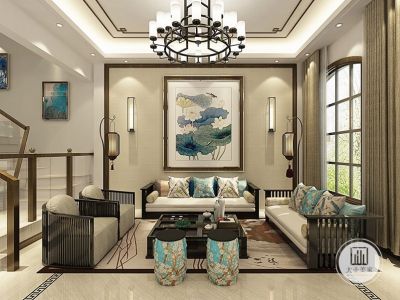 恒大山水城-300㎡-中式风效果图