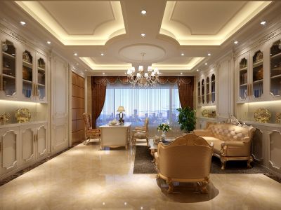 昆山花都艺墅别墅-400㎡-欧式风效果图