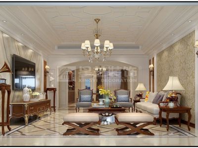 观澜盛世-200㎡-美式风效果图