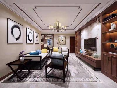 达观天下二期-112㎡-中式风效果图