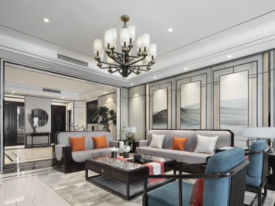 国贸春天-97㎡-中式风效果图