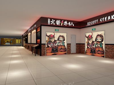 高端西餐厅店铺　-400㎡-现代风效果图