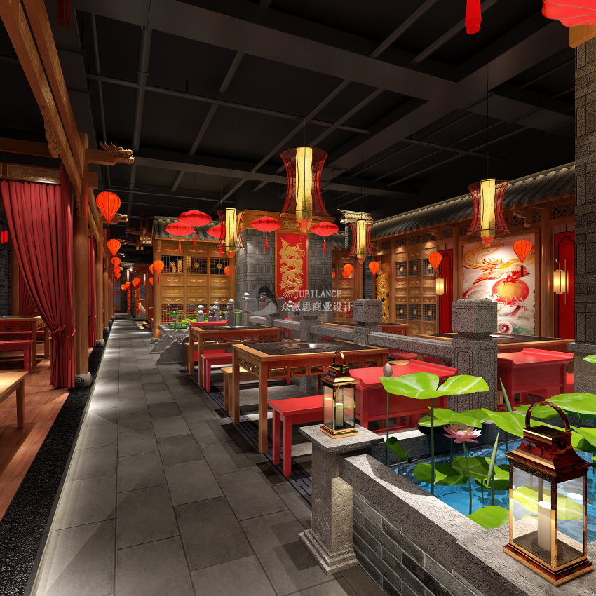 中式火锅店装修效果图 中式火锅店装修效果图