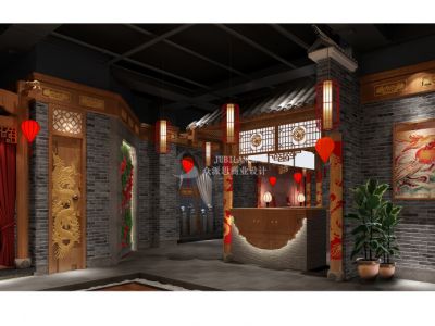凤望龙门餐饮火锅店　-1000㎡-中式风效果图