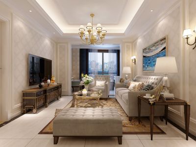 华远海蓝城-135㎡-欧式风效果图