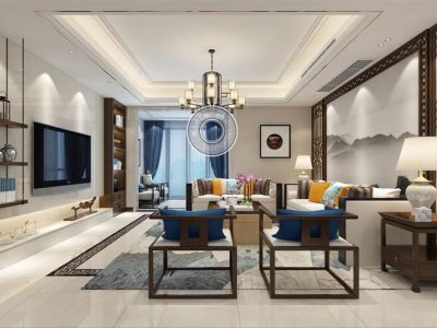 玺龙湾-108㎡-中式风效果图