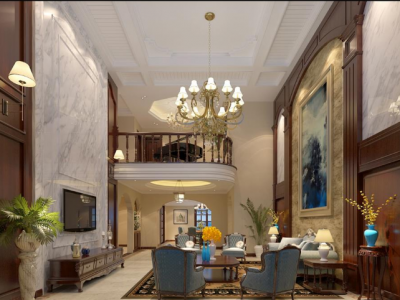 丽水名苑-250㎡-混搭风效果图