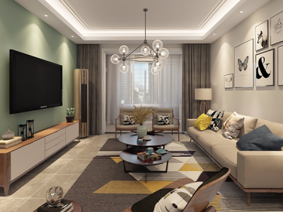 北欧知识城-128㎡-欧式风效果图