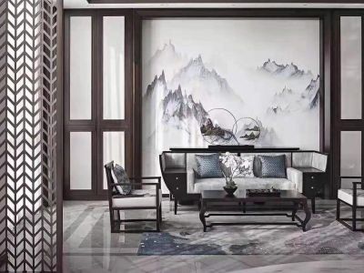 中式山水国画墙绘