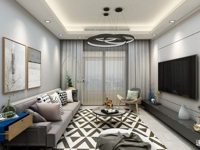 鲁能城-108㎡-现代风效果图