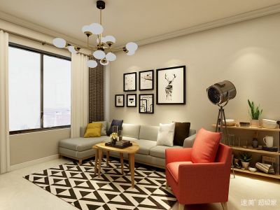 乐彩城-85㎡-欧式风效果图