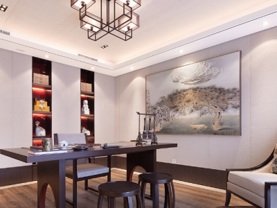 碧桂园海昌天澜-138㎡-中式风效果图