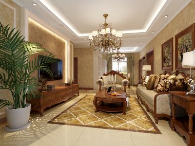 远洋山水-140㎡-现代风效果图