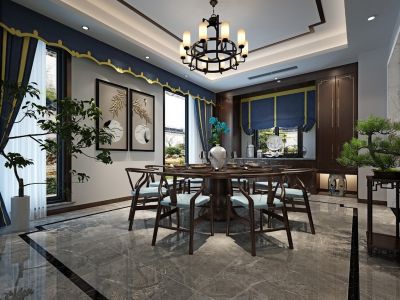 茅山东湖新中式430平别墅装修案例