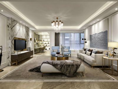 中华豪庭-125㎡-现代风效果图