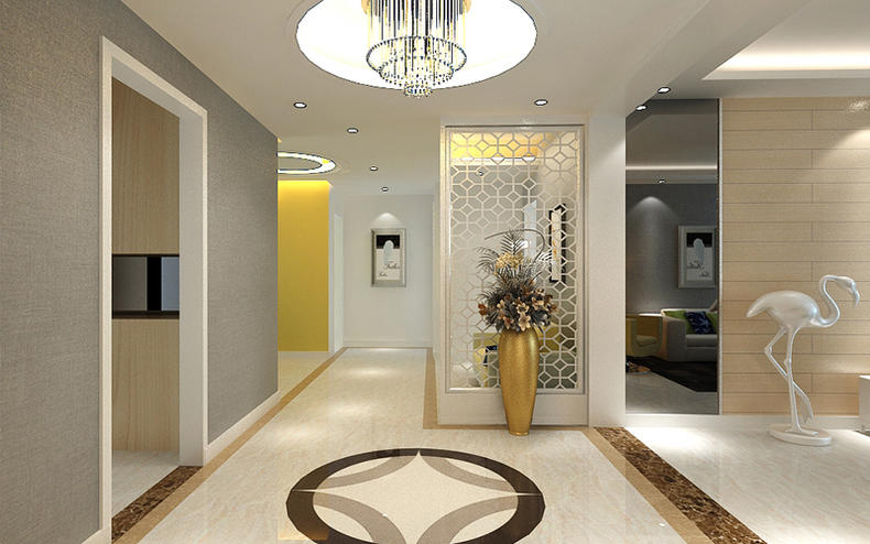 客厅玄关一体效果图