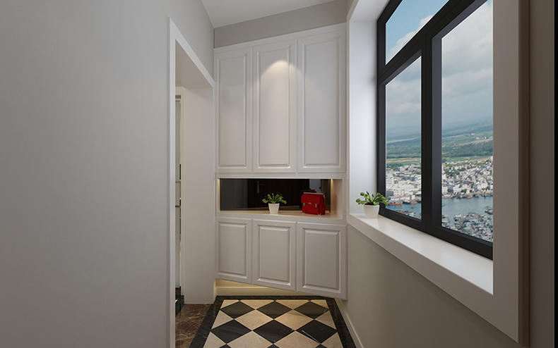 客厅玄关一体效果图