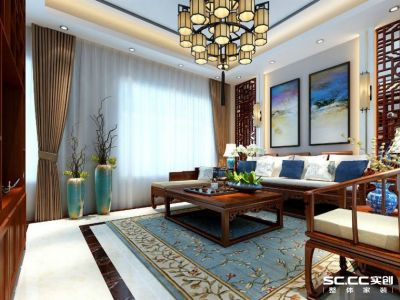 孔雀城-350㎡-中式风效果图