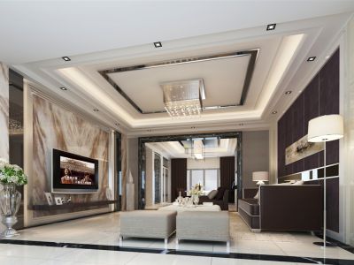 万科金域蓝湾-252㎡-现代风效果图