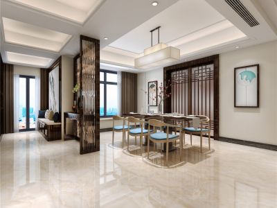 保利东滨花园-220㎡-中式风效果图