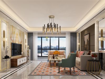 中国铁建国际公馆-200㎡-混搭风效果图