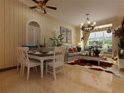 海亮天城-90㎡-美式风效果图